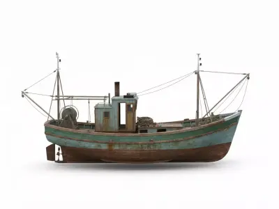 Old Rusty Fishing Boat Low-poly 3D model