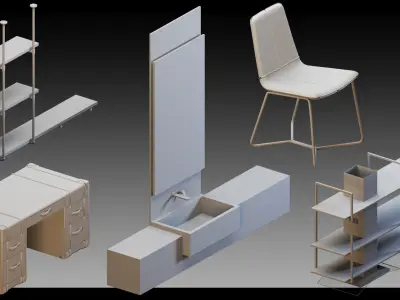 96 Interior Objects- Vol 01- High detail 3d models 3D model