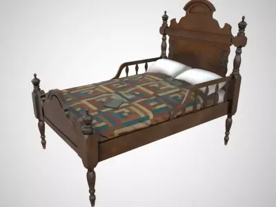 Antique bed Low-poly 3D model