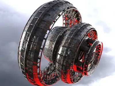 Sci Fi Dark Gravity Grid 3D model