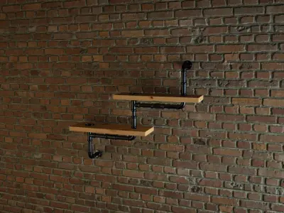 Industrial style pipe shelves Free 3D model