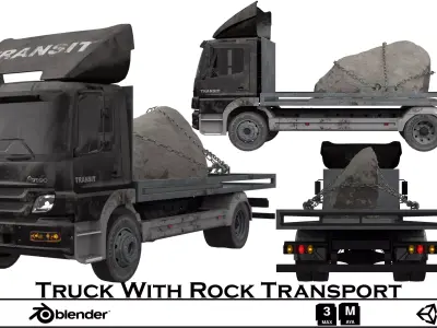 Truck with Rock Transport - Heavy Duty Industrial 3D Asset 3D model