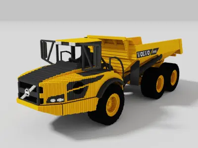 Voxel Volvo A40G Dumper Truck Low-poly 3D model