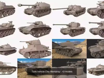 Tank Vehicle Clay Mentalray 3D Model Pack