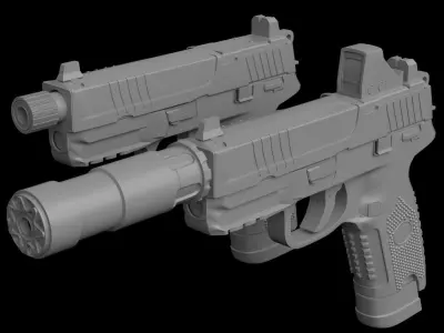FN502 Gun Model 3D model