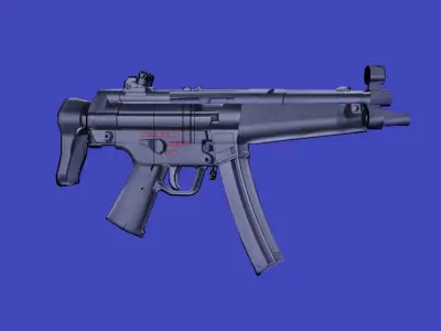 shot automatic machine gun game ready Low-poly 3D model
