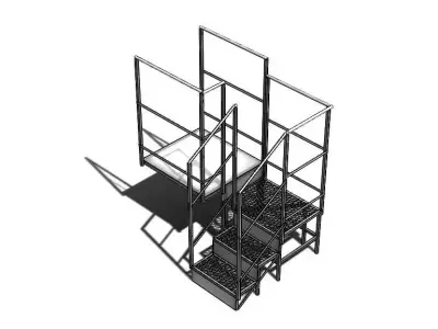 Stairs 3 Steps With Plataform - Escada 3 Degraus Com Plataforma 3D model