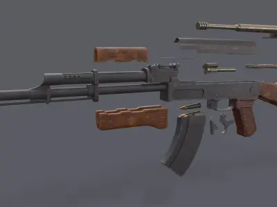 AK-47 Game Ready Low Poly Low-poly 3D model