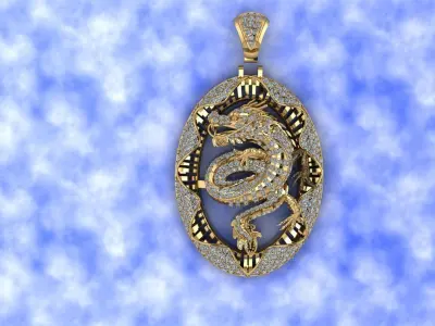 Chinese Dragon Pendant 3D print model 3D print model purchase