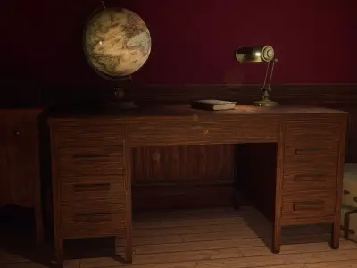 1930 Desk Low-poly 3D model