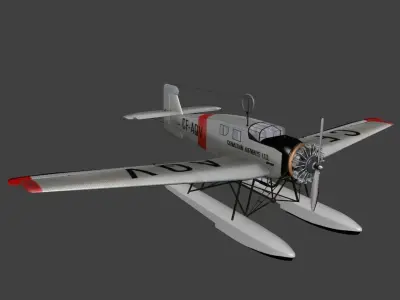 Junkers W 34 floats Low-poly 3D model