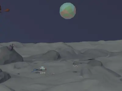 Low Poly Style Stylized Space Station Environment Low-poly 3D model