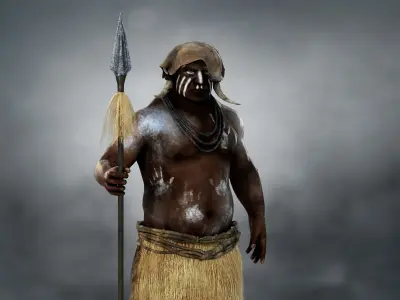 Native Hunter Low-poly 3D model