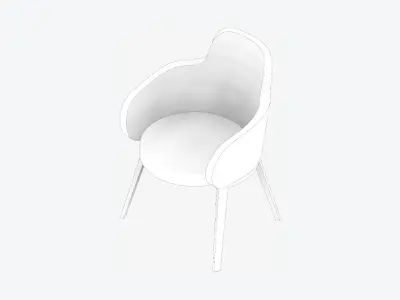 Furniture - Chair - Contemporary - Right - High - Back Low-poly 3D model