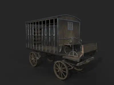 Realistic Medieval Prisoner Carriage Low-poly 3D model