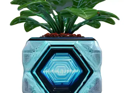 Futuristic SciFi Potted Plant 3D model