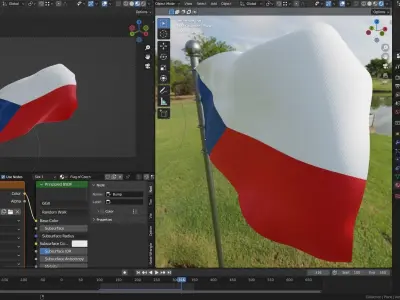Animated Czech Republic Flags 3D model