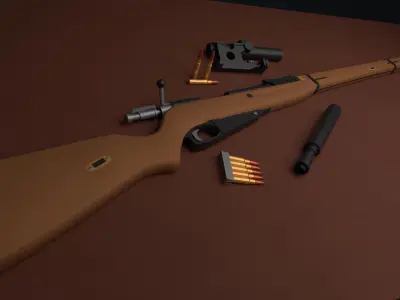 Stylized Mosin-Nagant Low-poly 3D model