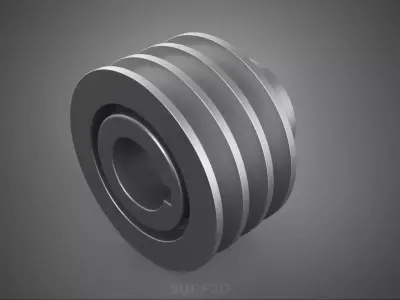 STANDARD 3 THREE TRIPLE GROOVE TRACK PULLEY SHEAVE WHEEL GEAR FE 3D model