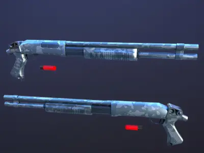 CM351 Shotgun Game Ready 5 Textures Low-poly 3D model Low-poly 3D model