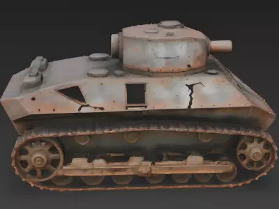 WWI British Rhombus Tank Wreck 3D Model Low-poly 3D model