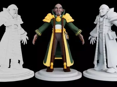 3D Old Man Gaming  Character Low-poly 3D model