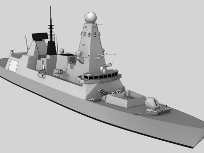 DDG Type 45 Daring class Low-poly 3D model