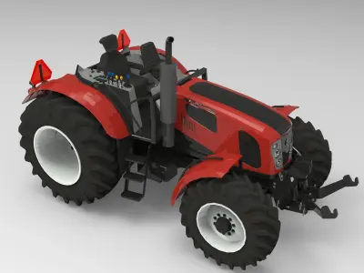 Farm Tractor 3D model Low-poly 3D model