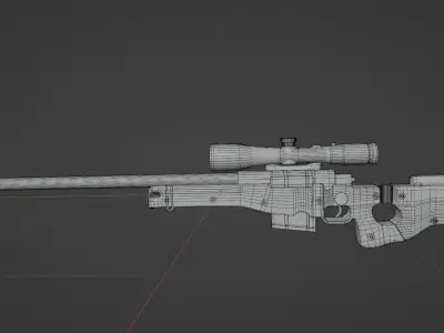 Low poly AWM Sniper Gun Low-poly 3D model
