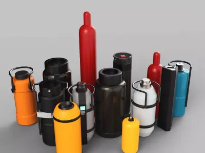 Sci-fi high poly barrels set 3D model