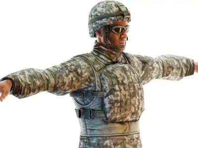 Ready Action Tactical Man 3D Model Download  Virtual Warfare Low-poly 3D model
