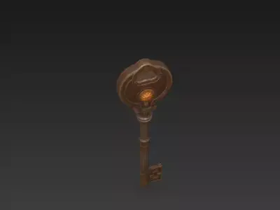 Antique Fantasy Key 3D Model - Gothic Ornamental Medieval Asset 3D model