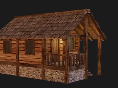 Wooden House A Low-poly 3D model
