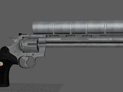 Custom Python Revolver Low-poly 3D model