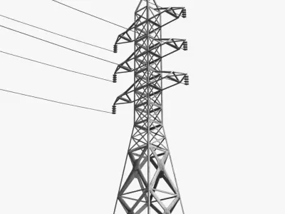 Powerline Low-poly 3D model