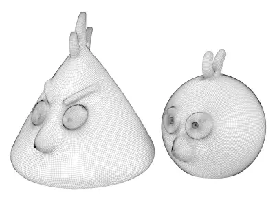 Hen with chickens 3D model