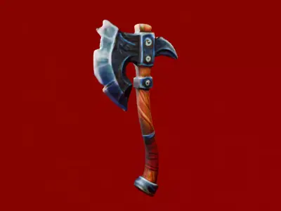 Viking axe Low-poly 3D model 14
