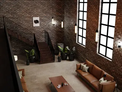 industrial living room 3D model