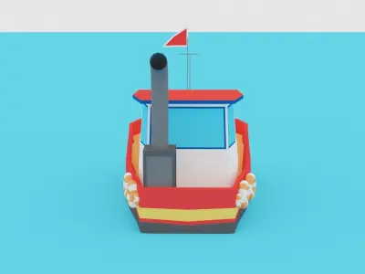POLYGRUNT - Low Poly Boat or  Water Craft  or Sea Vehicle  Free low-poly 3D model