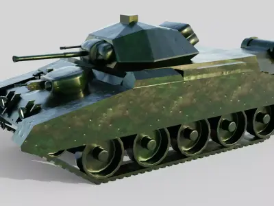 Low-Poly Military Tank 3D Model 3D model