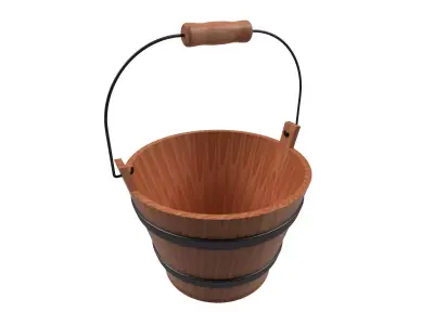 Wooden bucket Low-poly 3D model purchase
