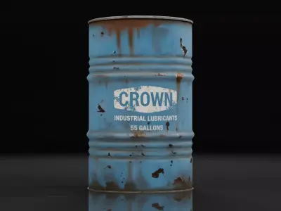 Rusty Industrial Oil Drum Barrel Low-poly 3D model