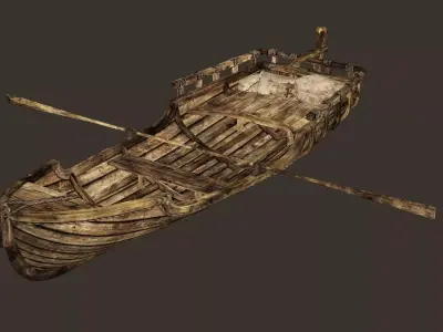 Viking Wooden Boat Game-Ready Low-poly 3D Model Low-poly 3D model