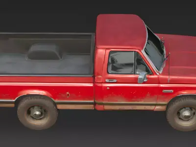 Realistic 1990s Rural Pickup Truck 3D Model Low-poly 3D model