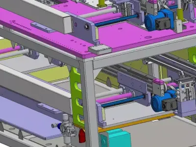 Automatic Width Adjustable Conveyor with Synchronized Twin Belts 3D model