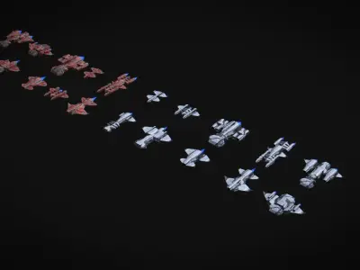 Spaceships Modular Pack for Games Low-poly 3D model
