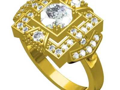 Antique Square Shape Vintage Ring 3D print model