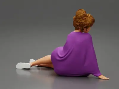 Beautiful woman lying wearing dress and cover 3D print model
