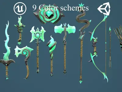 Fantasy weapon snake Low-poly 3D model