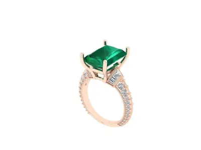 Emerald Art Deco Ring 3D print model 27